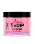 A forward-facing short round glass jar filled with 2 ounces of EZFlow TruDIP Brunch with Punch nail powder dip
