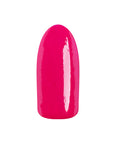 EzFlow TruDIP Colorgasm swatched onto an artificial nail previewing its neon pink creme' hue