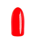 Blood orange creme' color swatch of EzFlow TruDip Blaze of Fire on a single fake nail