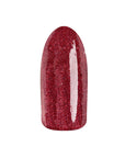 Burgundy shimmer color swatch of EzFlow TruDip Coat Check on a single fake nail