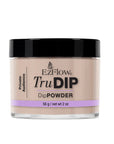 Forward facing 2 ounce transparent glass jar filled with EzFlow TruDIP Private Audience nail powder dip