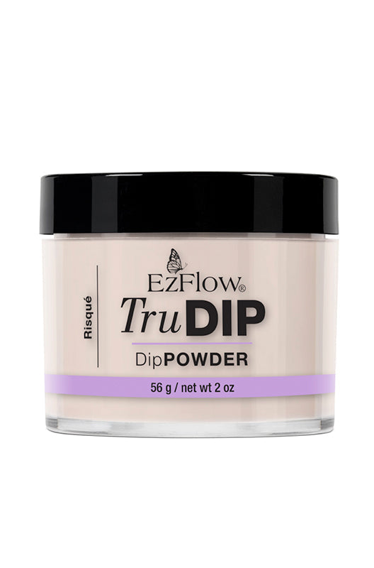 A capped 2 ounce glass jar of EzFlow TruDIP Risque' printed with product name & detalis