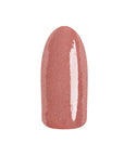 Color sample of EZFlow TruDIP Full Contact on an artificial nail showing its glossy shimmering nude pigmentation