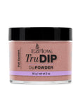 Front view of a 2 ounce see through glass tub of EzFlow TruDIP Full Contact nail dip powder