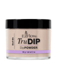 A 2 ounce transparent glass tub of EzFlow TruDIP Bluff Me printed with product name & information