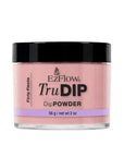Forward facing 2 ounce transparent glass jar filled with EzFlow TruDIP Flirty Fiesta nail powder dip