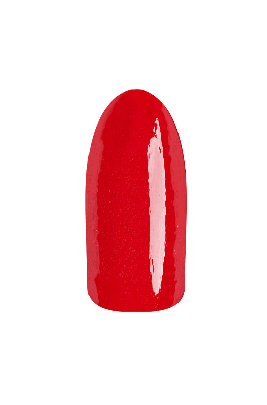 EzFlow TruDIP Roxanne swatchd onto synthetic nails displaying its bright red hue