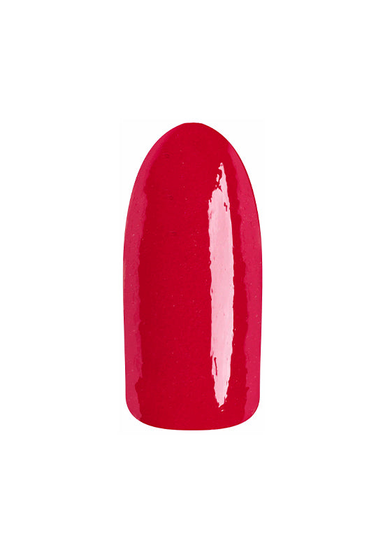 Rosy red swatch of EzFlow TruDIP Kiss ME on an artificial nail