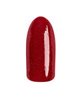 EzFlow TruDIP Queen High swatched onto an artificial nail showing its glossy dark red finish