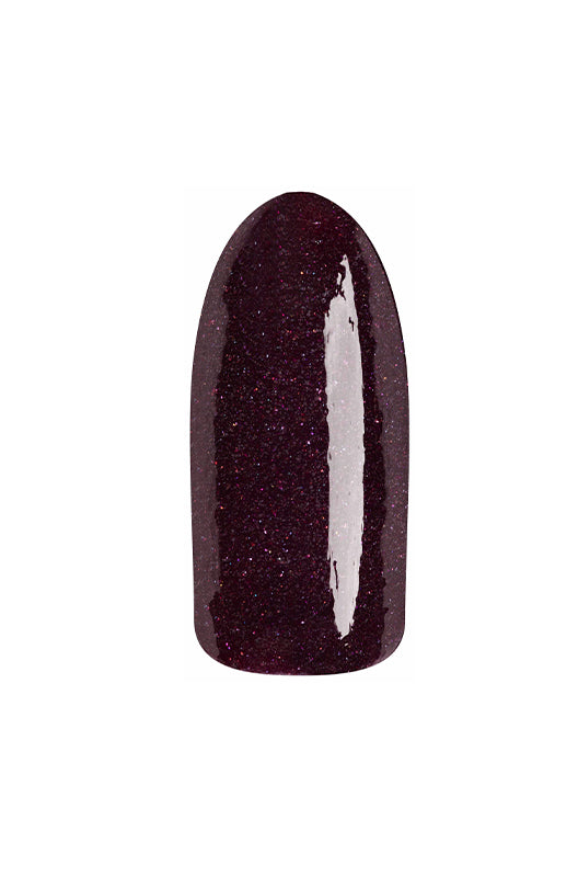 Shimmering dark syrah color swatch of EzFlow TruDIP Pulled a Syrah on an artificial nail