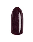 Shimmering dark syrah color swatch of EzFlow TruDIP Pulled a Syrah on an artificial nail