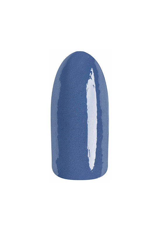 Color swatch of EZFlow TruDIP GSD on fake nail showing its denim blue creme' finish