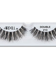 A single pair of Ardell Double Up 213 placed into its inner packaging with some texts written on it