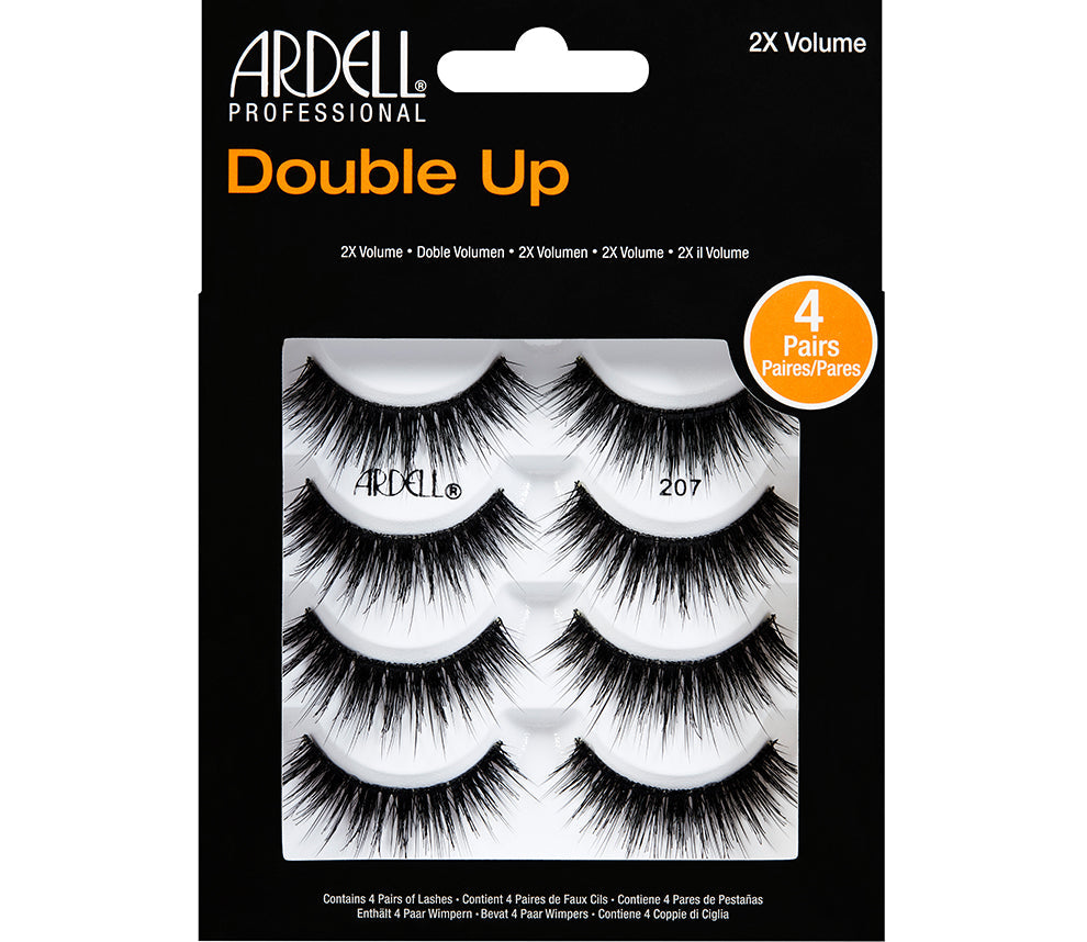 Frontview of a wall-hook ready retail pack of Ardell Professional Double Up with 4 pairs with printed label