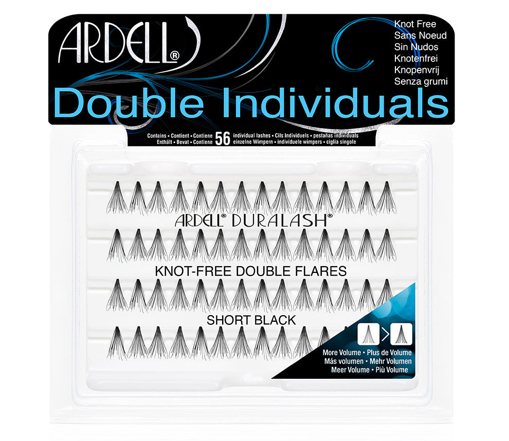 Knot-free double flare lash clusters for customizable volume and length.