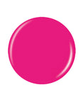 A shiny pink round shape sample nail polish swatch drop lay in white setting