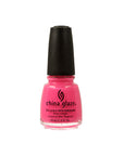 Frontage of a capped 0.5-ounce China Glaze Nail Lacquer glass bottle in Shocking Pink color variant