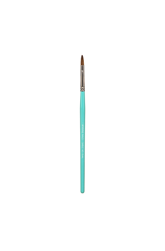 SuperNail Winning Nails Sable Brush #5 Oval standing in a vertical position with mint-green body and oval brush point