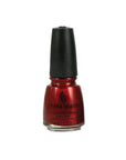 Capped bottle of a nail polish in Ruby Pumps variant isolated in white background