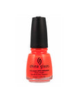 Wide-view of a capped 0.5-ounce China Glaze nail polish in Orange Knockout variant
