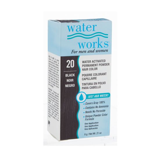 Water Works Water Activated Permanent Powder Hair Color, #20 Black