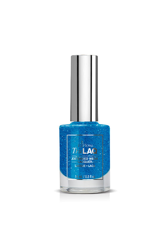 EzFlow TruLAQ What are the Odds? Nail Polish - extended wear lacquer in blue glitter shade, 0.5 fl oz bottle.