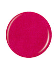 Glittery pink round shape nail lacquer sample color swatch isolated in white background