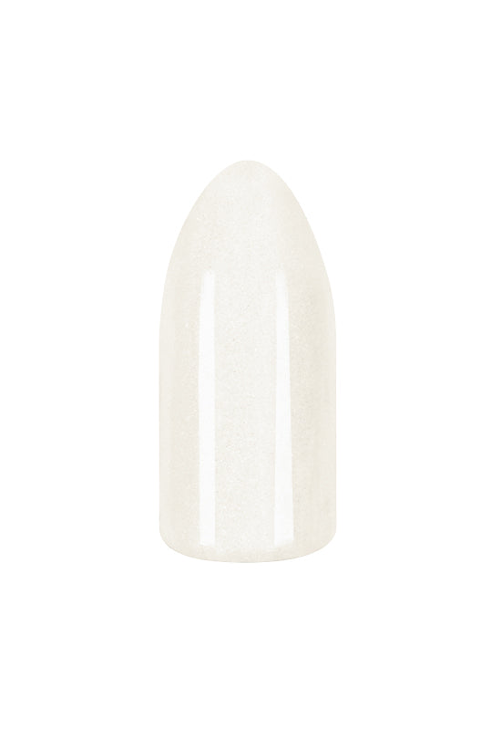 EzFlow TruGEL French Natural White swatchd onto synthetic nail displaying its soft white hue