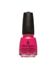 Bottle of nail polish from China Glaze with labeled text in Strawberry Fields color shade