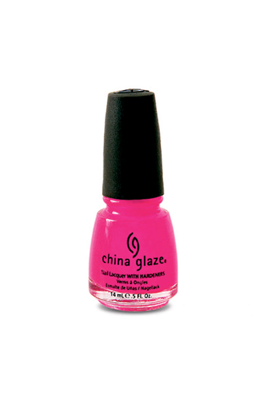 Front view of 0.5-ounce bottle of nail polish with hot pink shade from China Glaze with Rose Among Thorns color shade