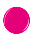 Closeup of a glossy neon pink circle sample nail polish swatch drop isolated in white color background
