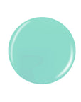 Minty aqua green button nail lacquer sample color swatch in white color setting