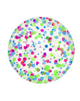 A circle with multidimensional glitters sample color swatch of nail polish isolated in white background