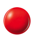 Glossy Realistic sphere with neon red color nail lacquer sample color swatch isolated in white background