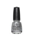 Front view of 0.5-ounce Nail polish bottle with label text from China Glaze in Silver Of Sorts shade