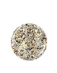 Gleaming gold glitter cirque nail polish sample color swatch in white background