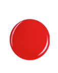 Shiny red circular shape nail lacquer sample color swatch isolated in white background
