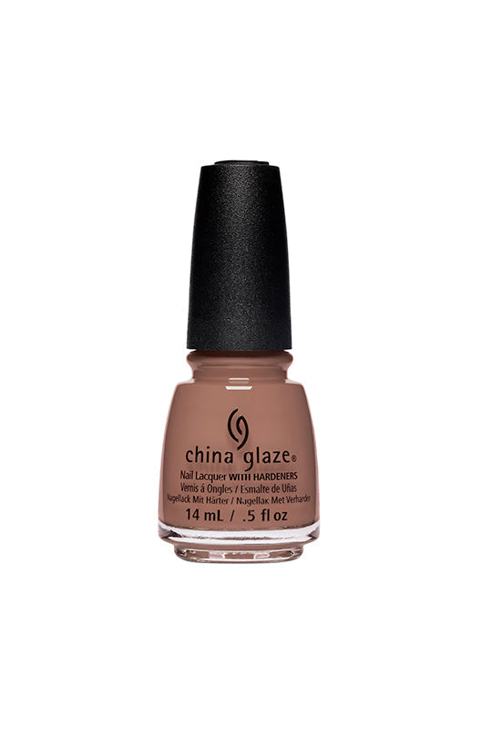 Front view of a 0.5-ounce nail polish from China Glaze with bare brown shade