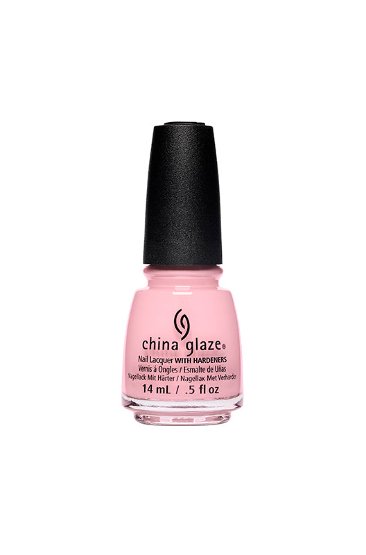 0.5- ounce Pink nail polish bottle with black lid and text detail from China Glaze Nail Lacquer, My Sweet Lady variant