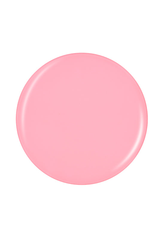 Glossy peony pink circle nail polish sample color swatch isolated in a white setting