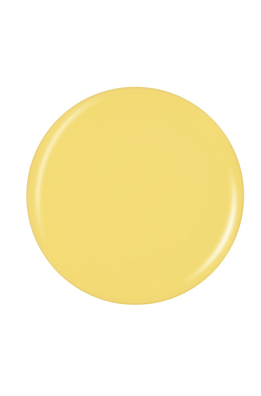 Bright buttery warm yellow button sample color swatch in white color setting