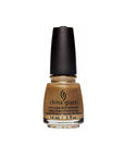 Frontal view of a 0.5-ounce Golden brown shade of a colorant for nails from China Glaze in Truth is a Gold variant
