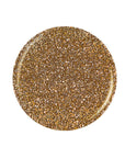 Glamorous glittering gold button badge nail polish sample color swatch in white setting