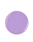 Glossy purple-lilac round shape nail polish sample color swatch isolated in white background