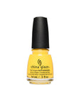 Forward-facing of China Glaze Yellow nail lacquer bottle in Werk It Honey! color shade