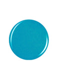 Shimmery aqua blue button sample swatch drop isolated in white background