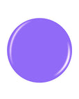 A sample swatch color shade of a purple neon acrylic nail color in a glossy round shape