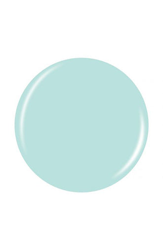 A round shape with light blue color swatch drop of China Glaze's live in the mo-mint nail lacquer