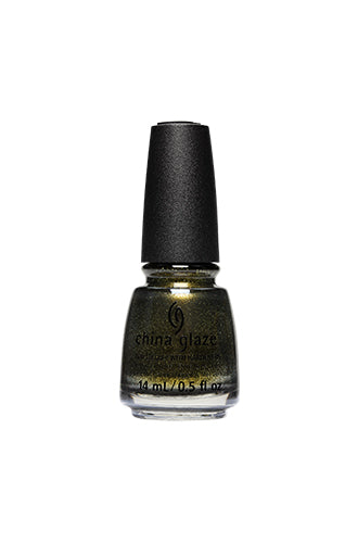 Expanded view of 0.5-ounce nail polish bottle from China Glaze in 24k Noir color shade
