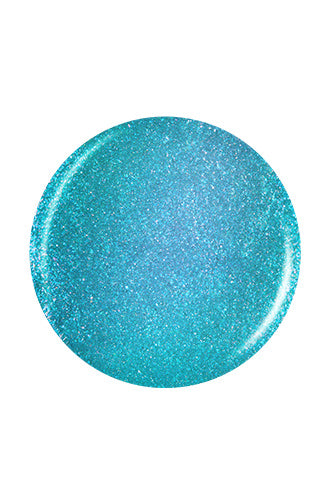 A round shape nail polish swatch drop in glittery blue color